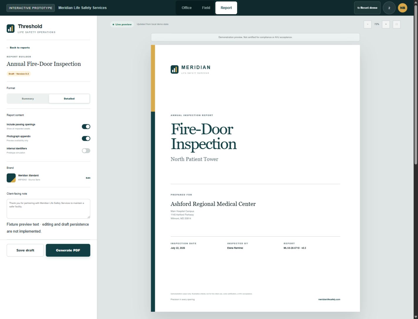 Fire-door inspection report builder