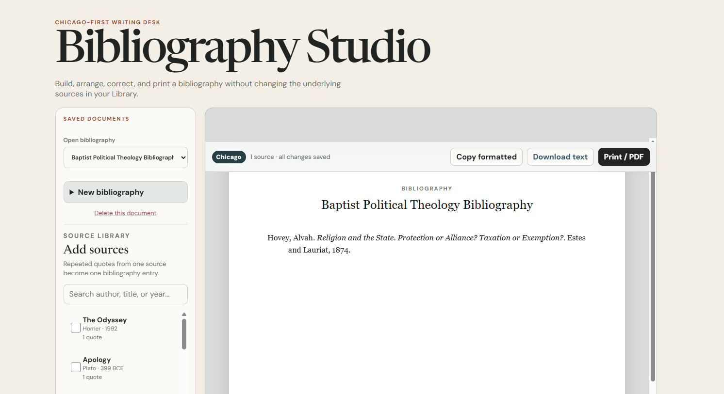 Bibliography Studio on desktop